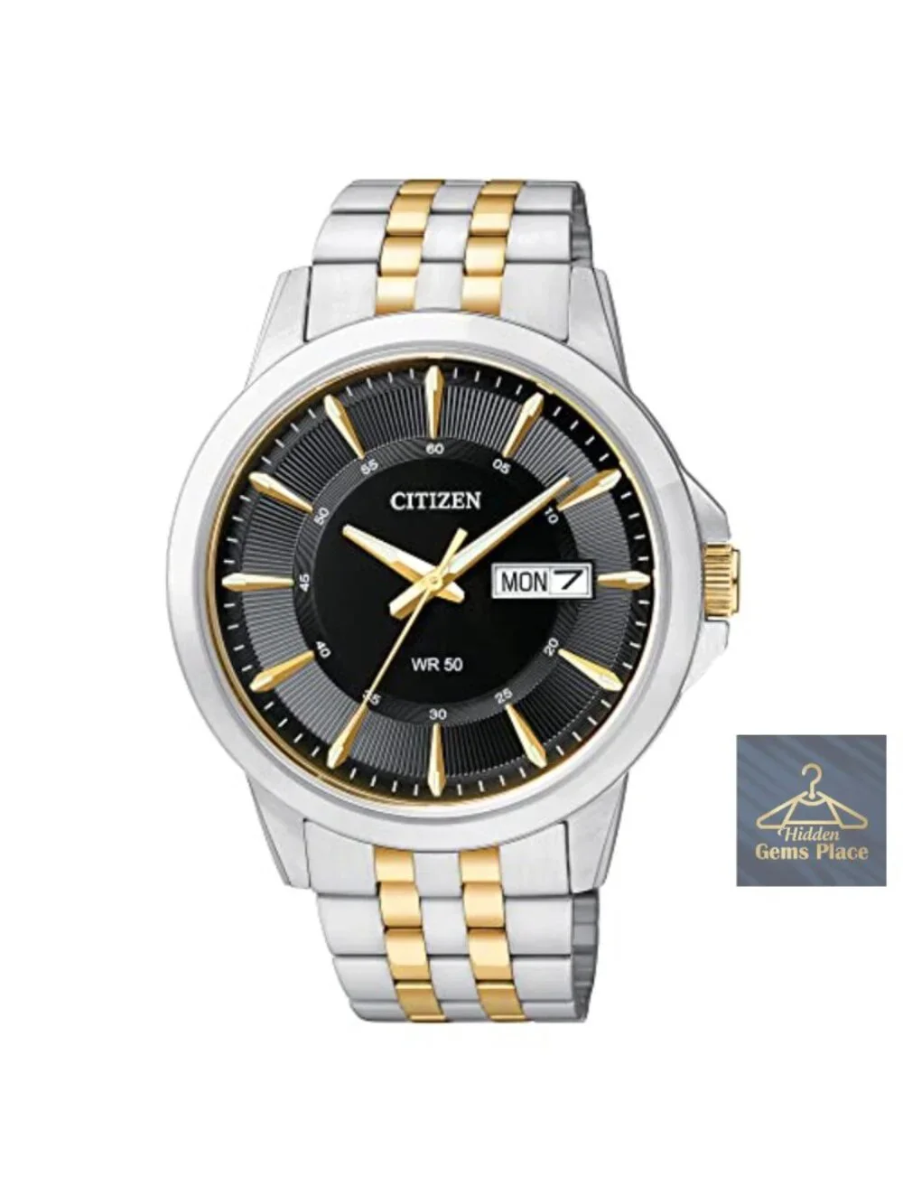 Citizen Men's Stainless Steel Watch Japanese Quartz Two-Tone Day Date 41mm